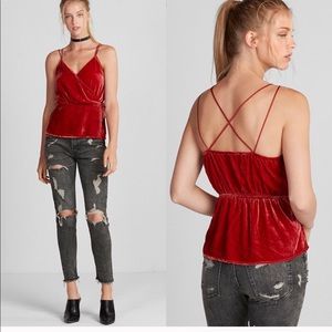 New Express Burnt Orange Velvet Wrap Tank